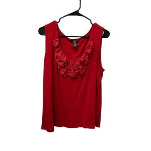 Alfani Woman Red Sleeveless Ruffle Tank Top SZ Extra Large